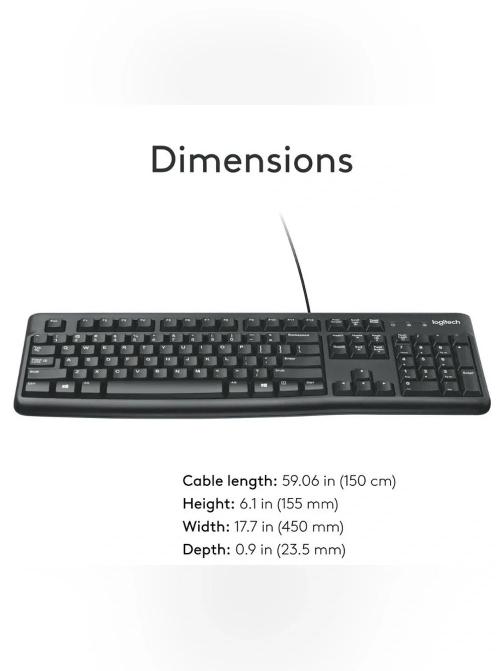 Logitech K120 Wired USB Keyboard Black QWERTY Plug & Play Model Y-U0009